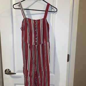 Pink Rose vertical stripe romper!